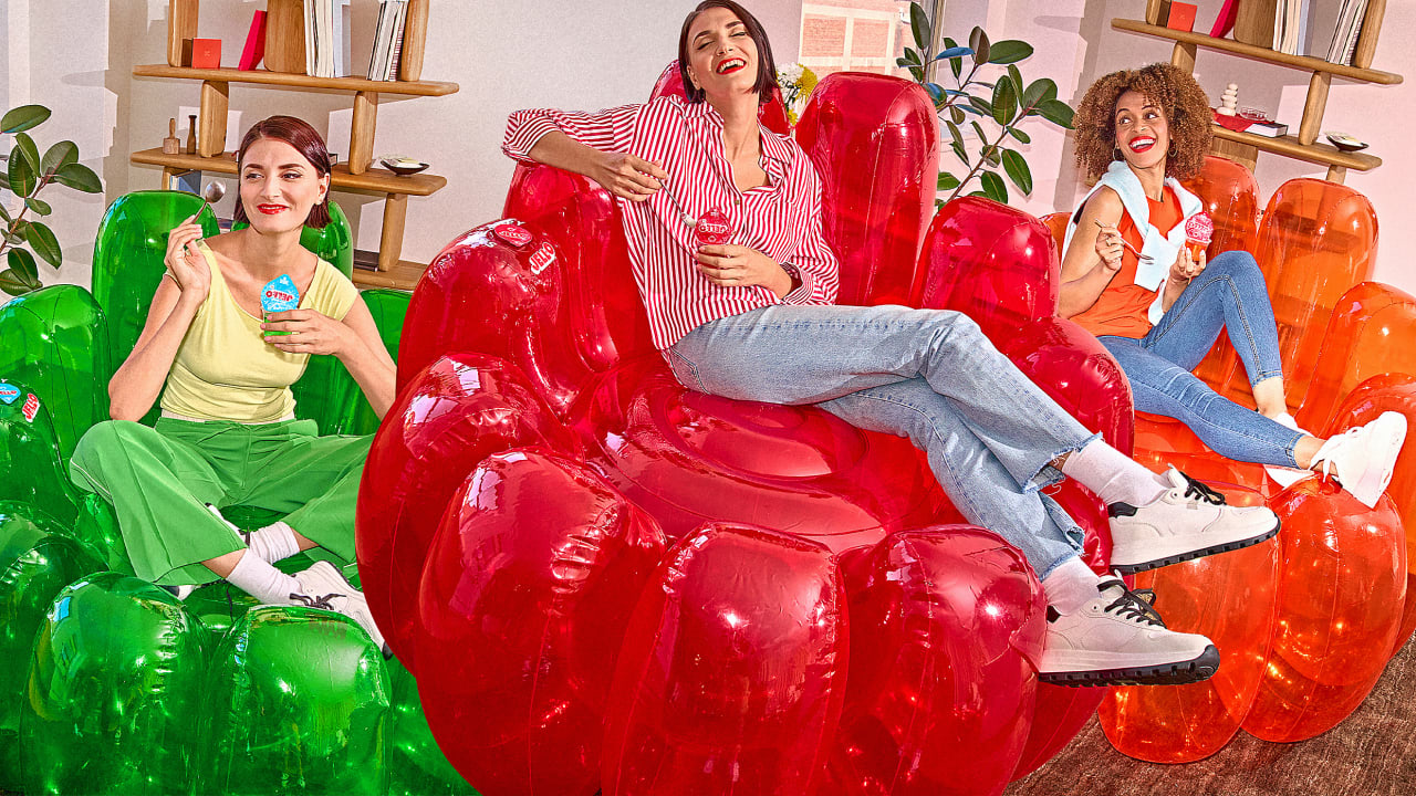 Jell-O’s new inflatable furniture lets you sit on a Jell-O mold