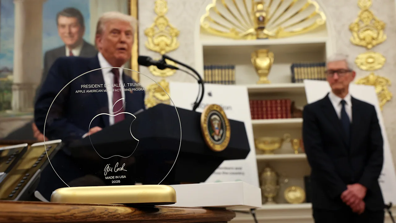 Apple stock rises again after Trump and CEO Tim Cook appear at the White House to tout U.S. investment