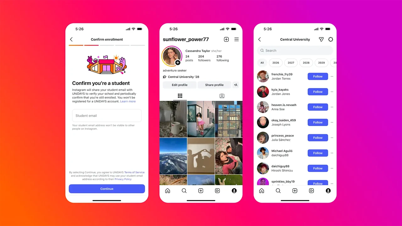 Instagram adds student badges as social apps chase campus connections