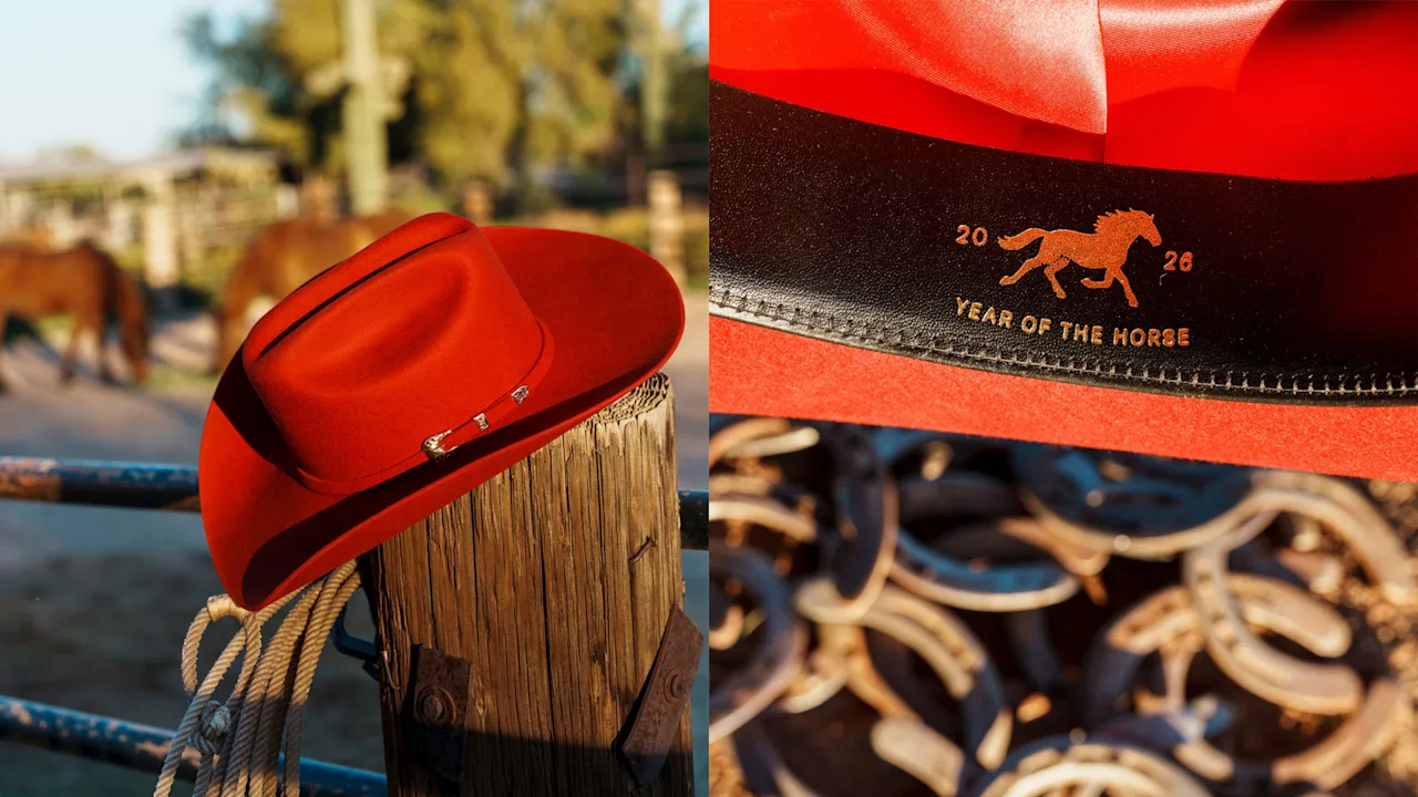 Deze unieke cowboyhoed van Gold House en Stetson viert het Jaar van het Vuurpaard in stijl