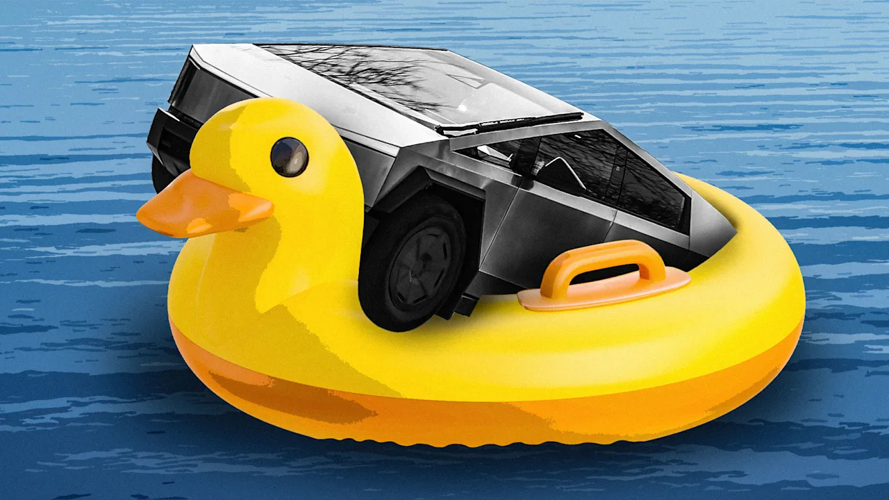 Elon Musk zei dat Cybertrucks kunnen drijven als boten. Iemand heeft er een in een meer gereden. Dit is wat er gebeurde
