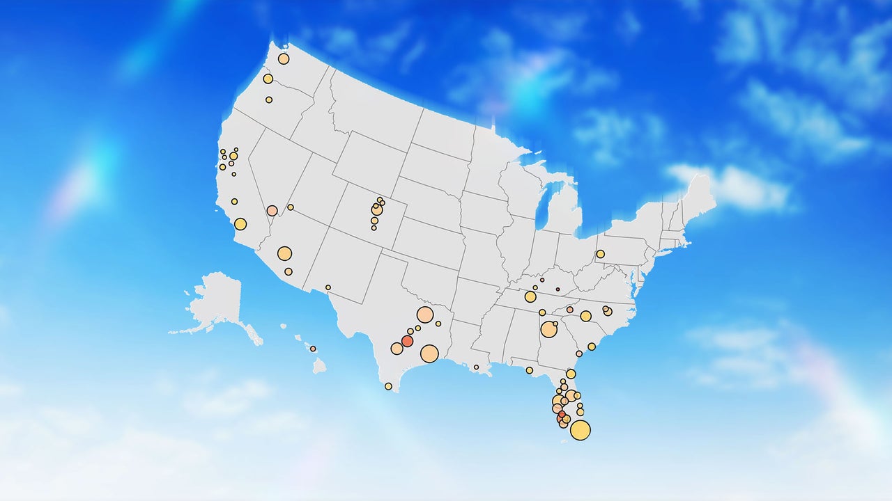64 major housing markets where home prices are falling