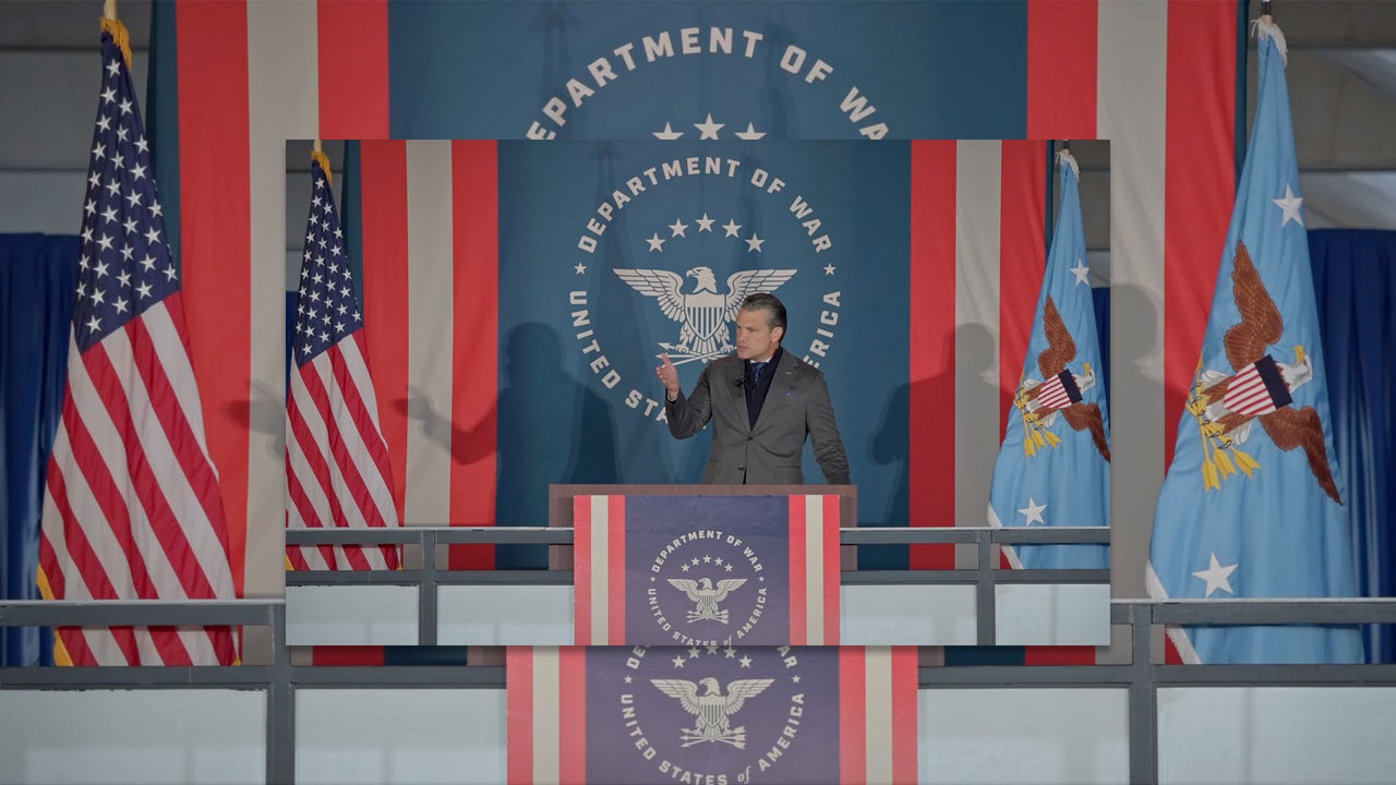 Pete Hegseth’s Department of War backdrop draws comparisons to Nazi imagery on social media