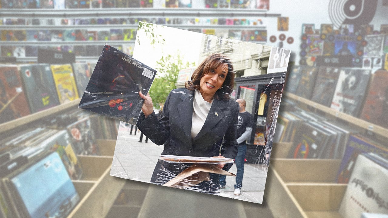 Why everyone is going nuts for these pictures of Kamala Harris holding random records