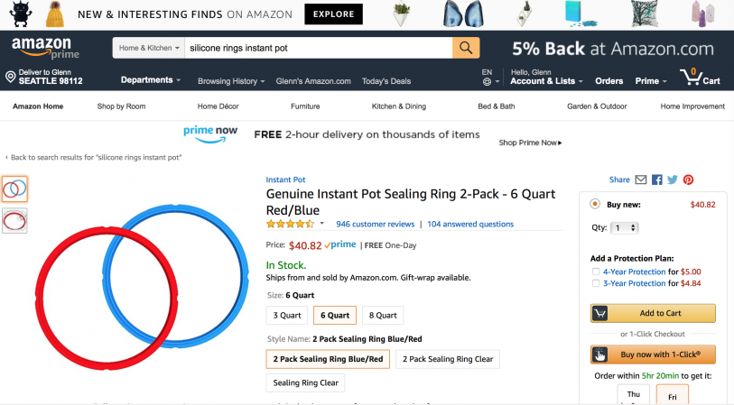 Instant Pot's normally $12 set of two seals was listed for $40 to $60 during a period in which genuine inventory appeared to be unavailable.