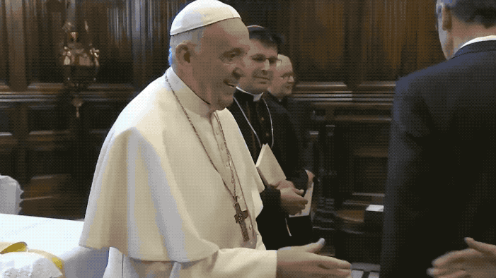 I can't stop watching Pope Francis try to keep people from kissing his ring