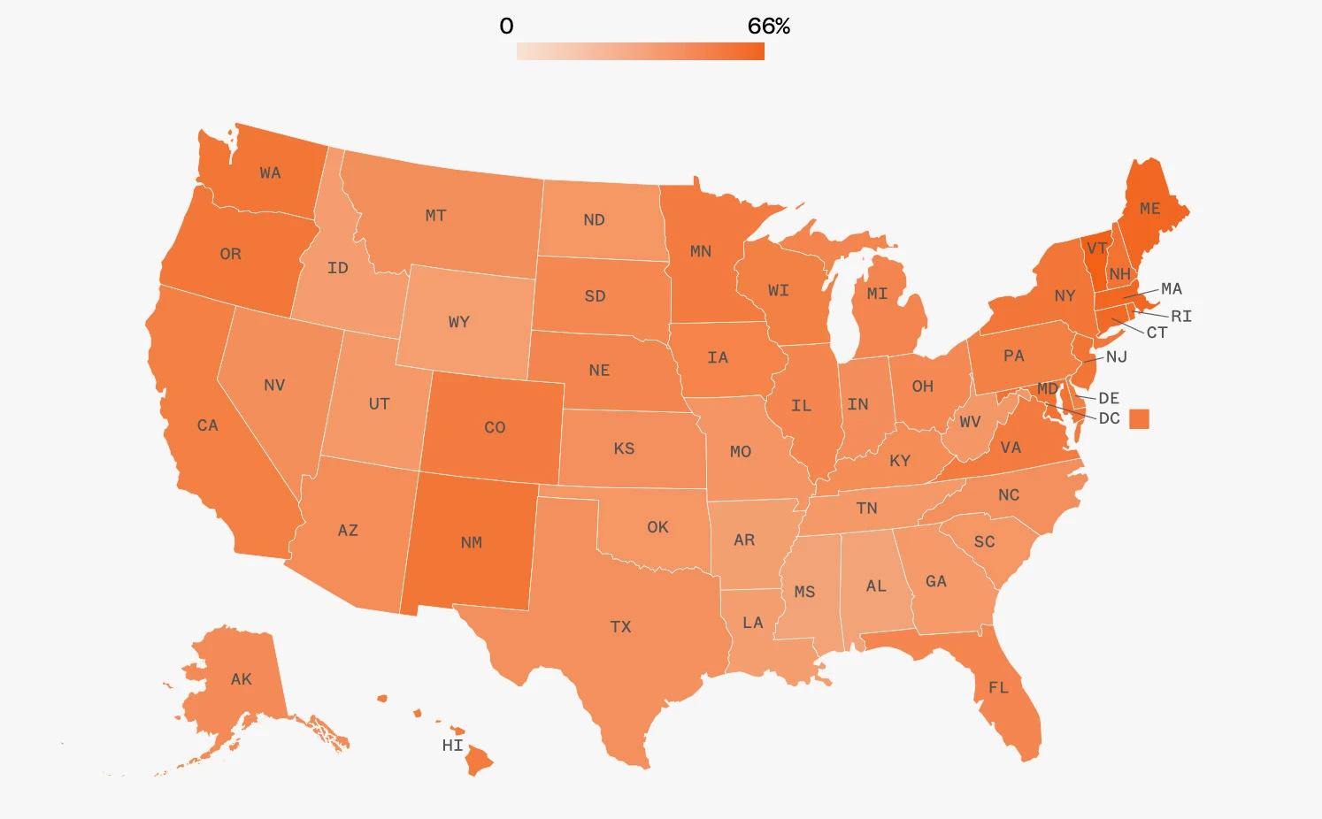 Delta variant update: This map shows the 5 most and least vaccinated ...