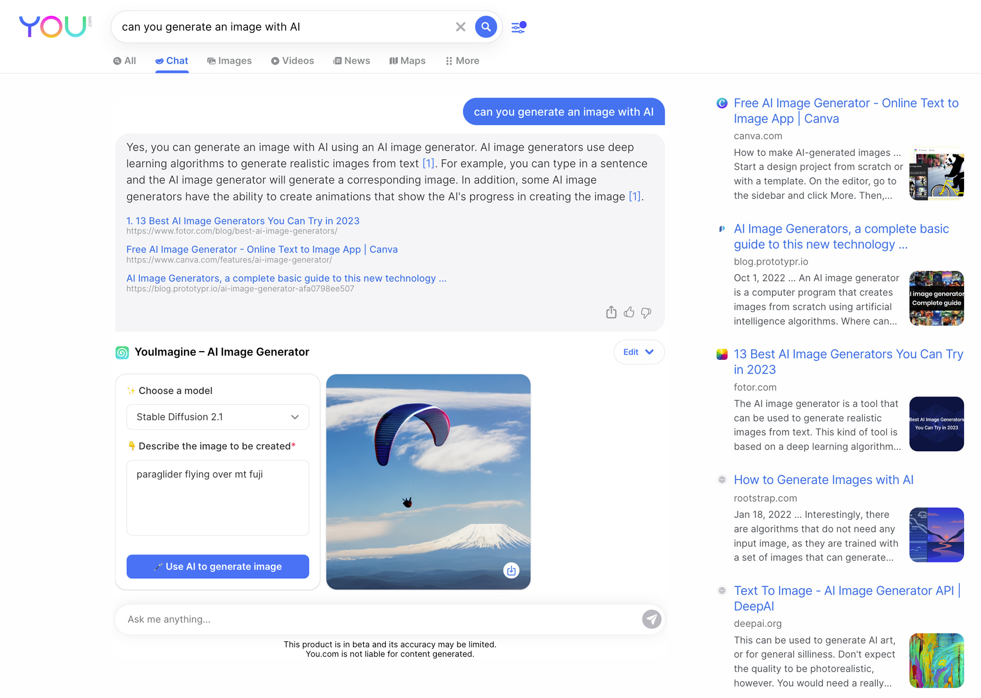 You com s YouChat generative AI chatbot is melded with search apps You com s YouChat generative AI chatbot is melded with search apps