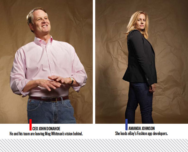 Ceo John Donahoe: He and his team are leaving Meg Whitman's vision behind. | Amanda Johnson: She leads eBay's Fashion app developers.