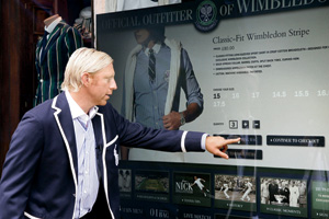 Tennis champ and RL brand ambassador Boris Becker tries out interactive windows in 2007