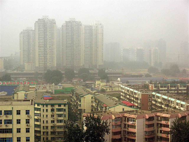 smog-filled skyline