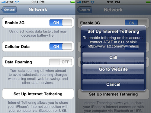 iPhone tethering