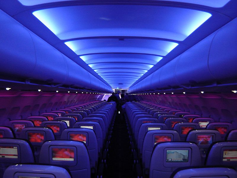 Virgin America airplane cabin
