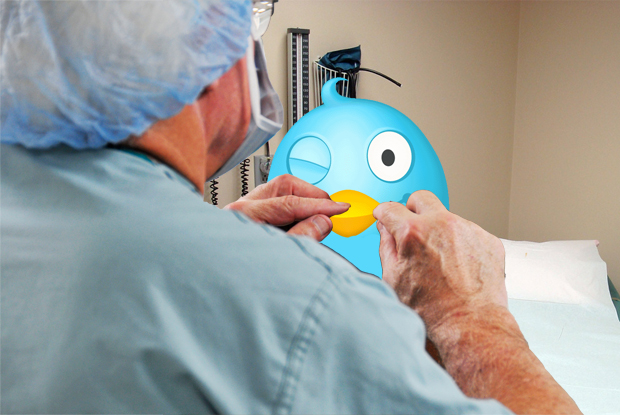 doctor examining Twitter bird
