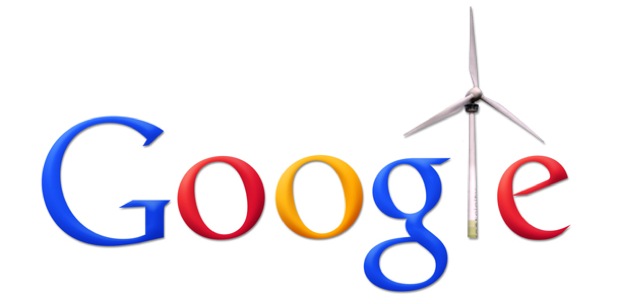 Google logo with wind turbine