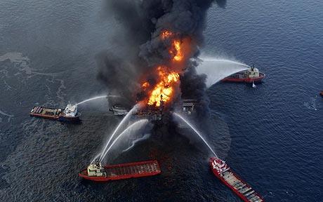 Gulf oil spill fire