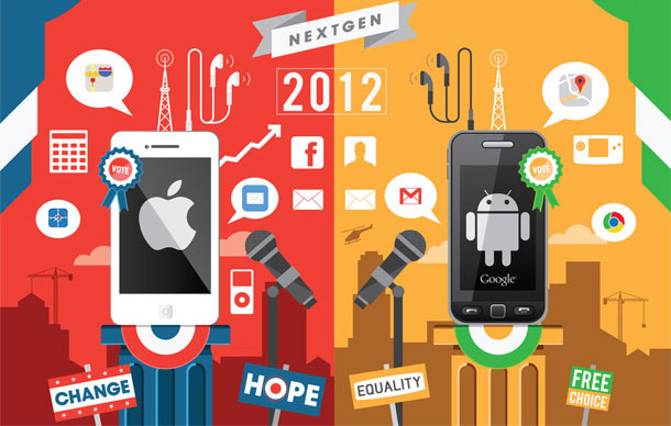 iPhone vs. Android | Illustration by I Love Dust