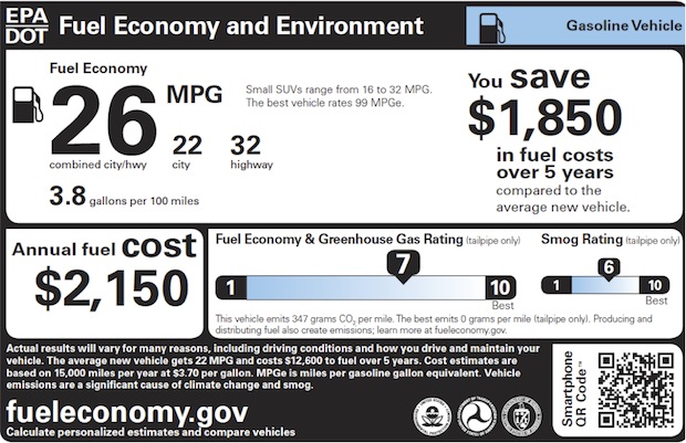 new EPA gas mileage sticker