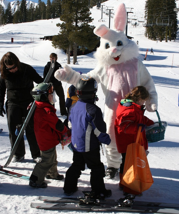 Easter bunny on the ski slopes
