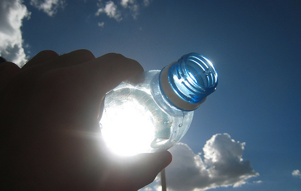 The dark effects of the sun on plastic drinking bottles