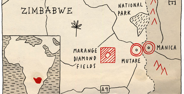Zimbabwe diamond map